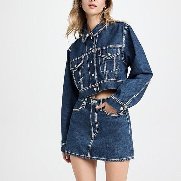 Re/Done Denim Set Skirt Size 26 DenimJacket Size XS NWT - Picture 1 of 8